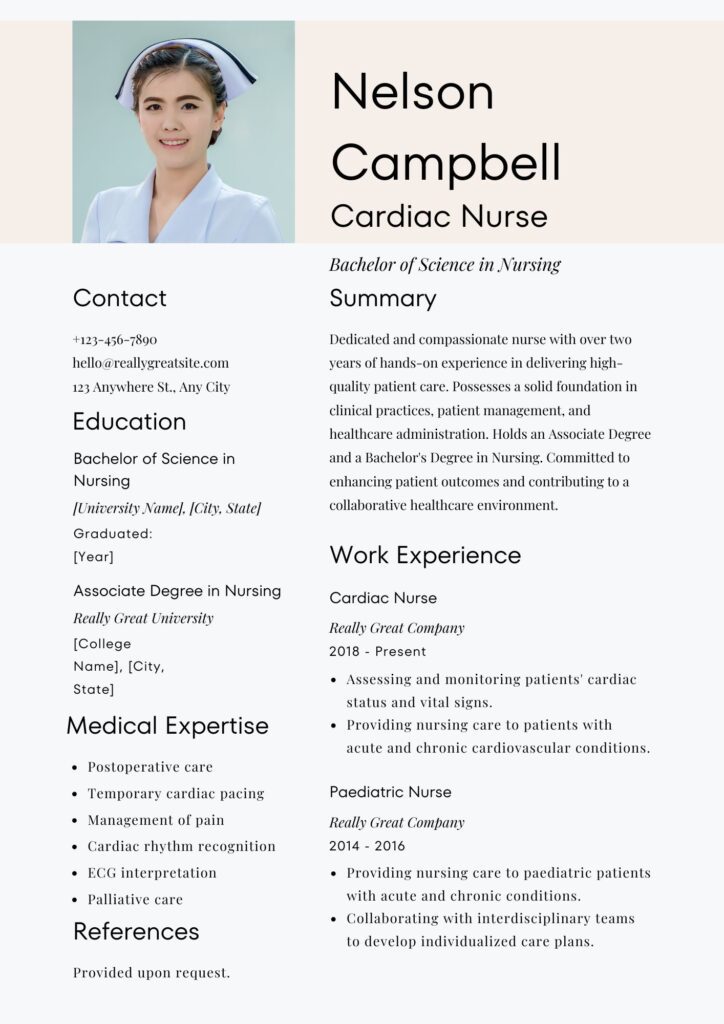 Infographic of nursing resume