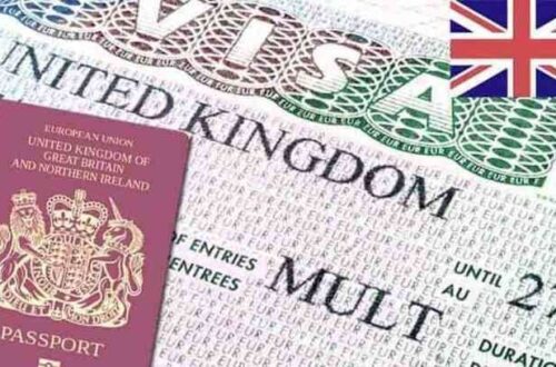 A picture of a UK multi visa stamped on a passports