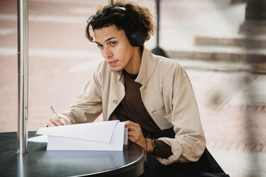 A student studying for exam