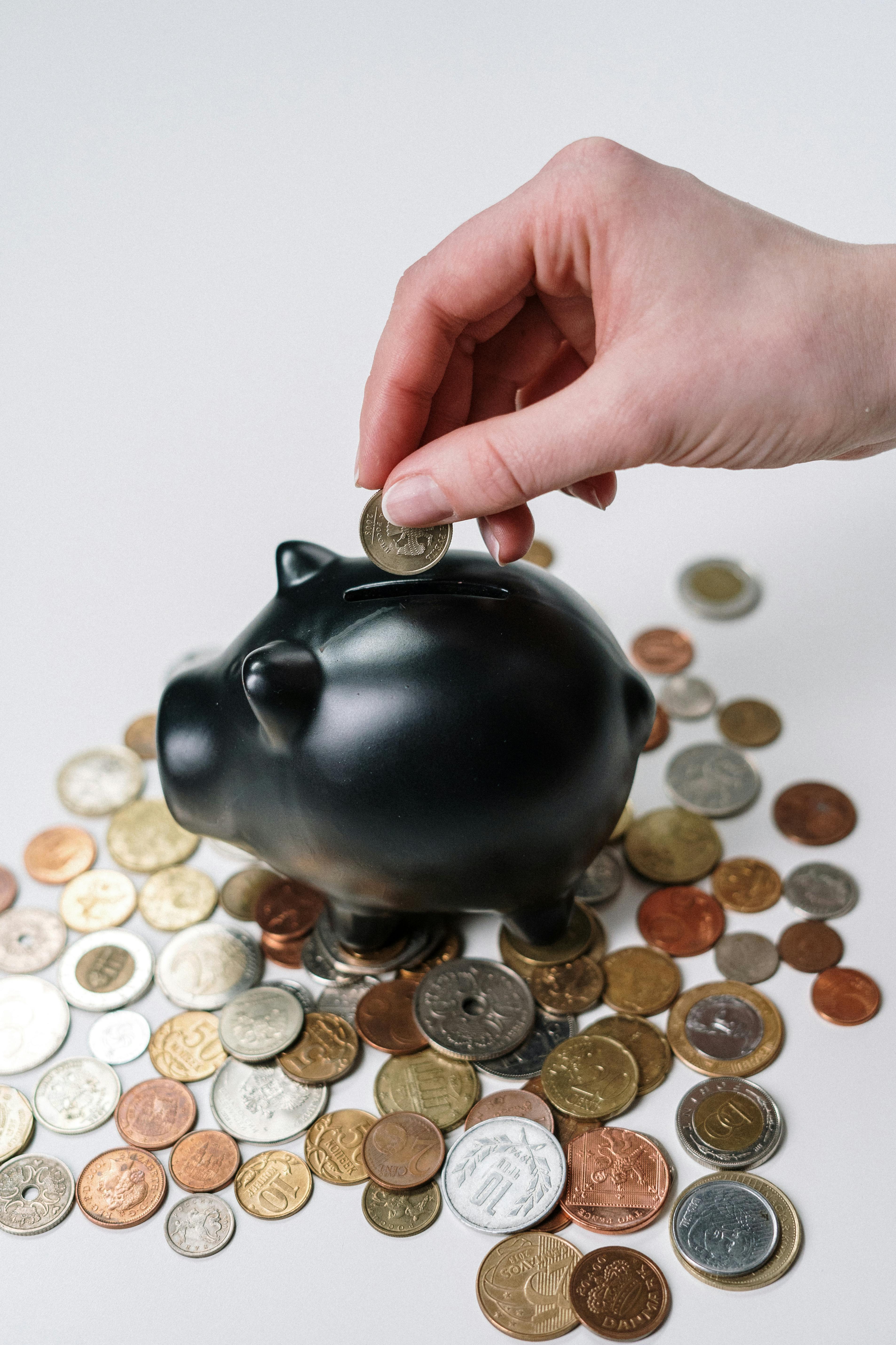 a piggie bank with coins