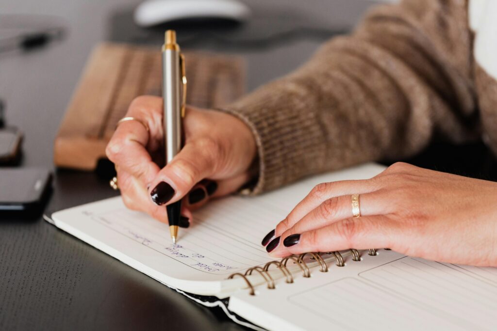 A student writing her personal statement