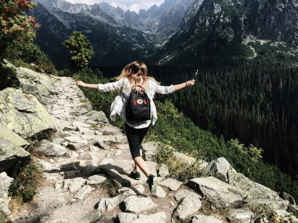 a lady hiking