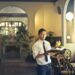 a male waiter in a restaurant