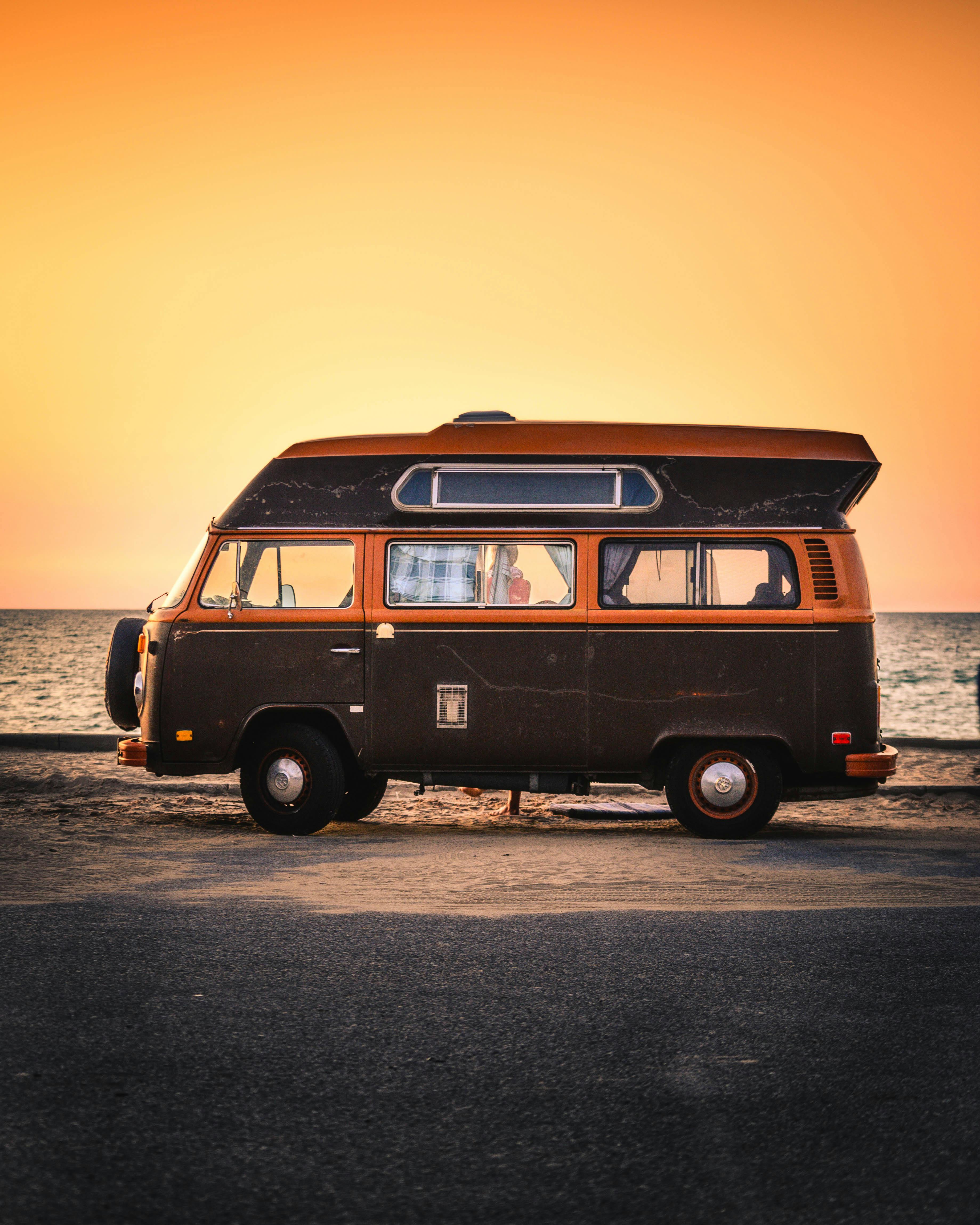 a van in sunset