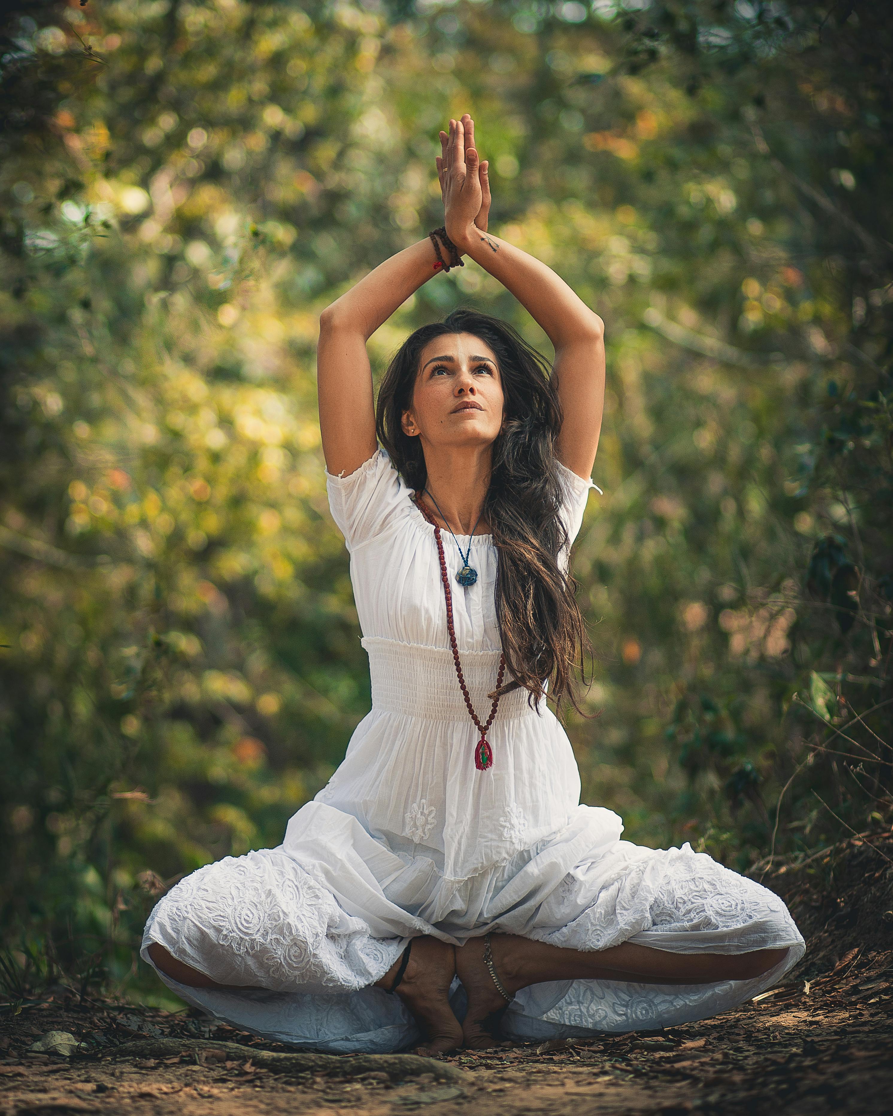 a woman doing yoga