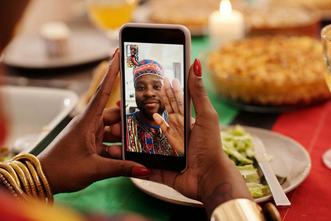 a woman on video call