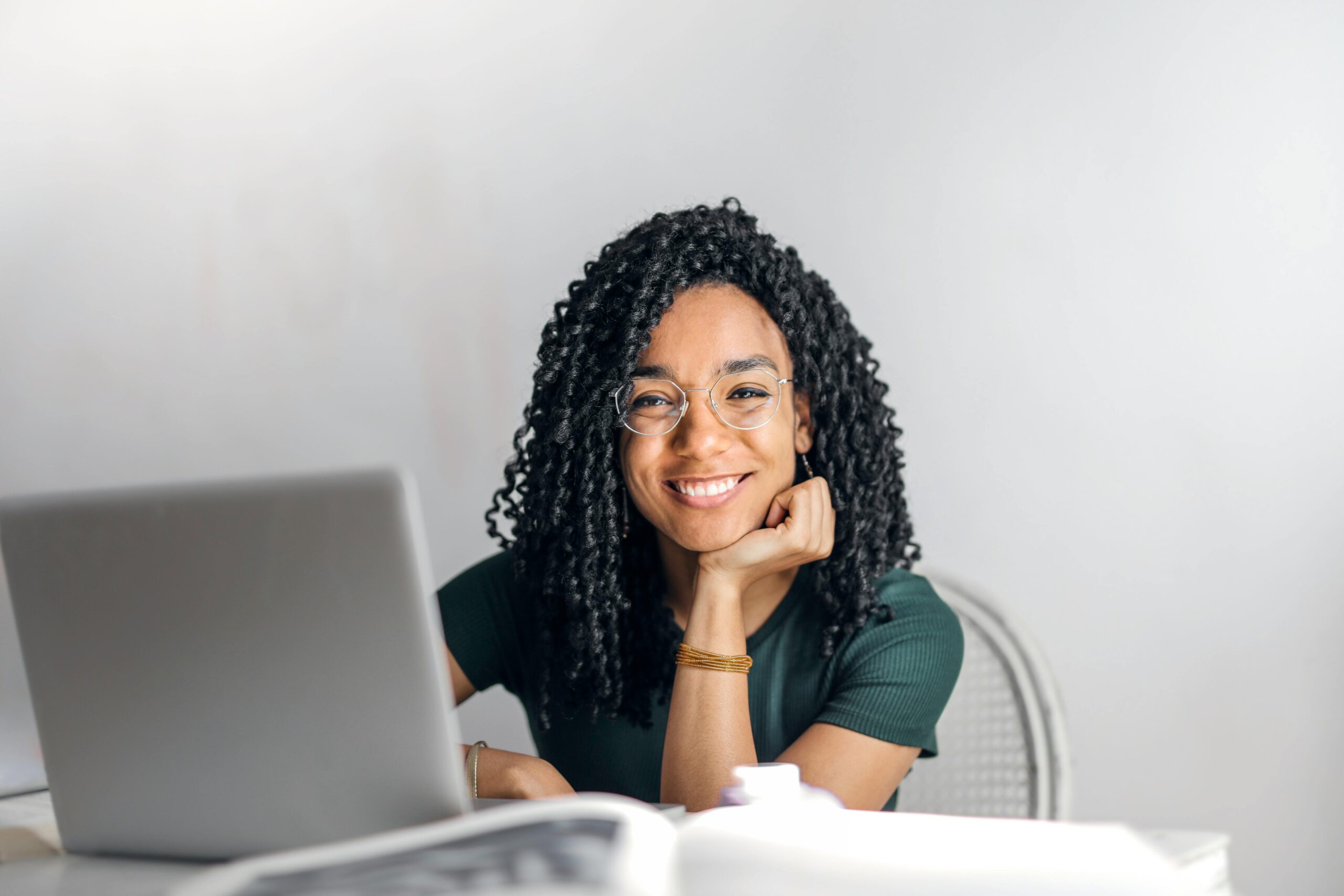 a woman working on her laptop