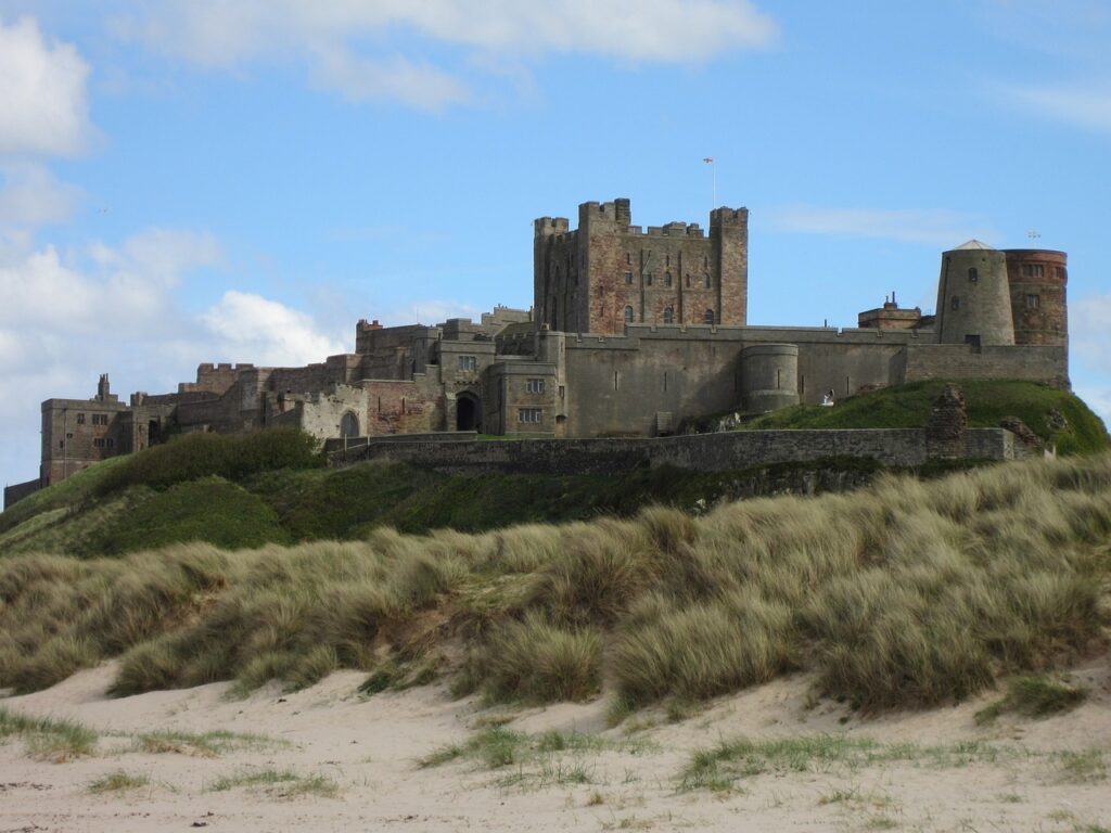 bamburgh castle at evening