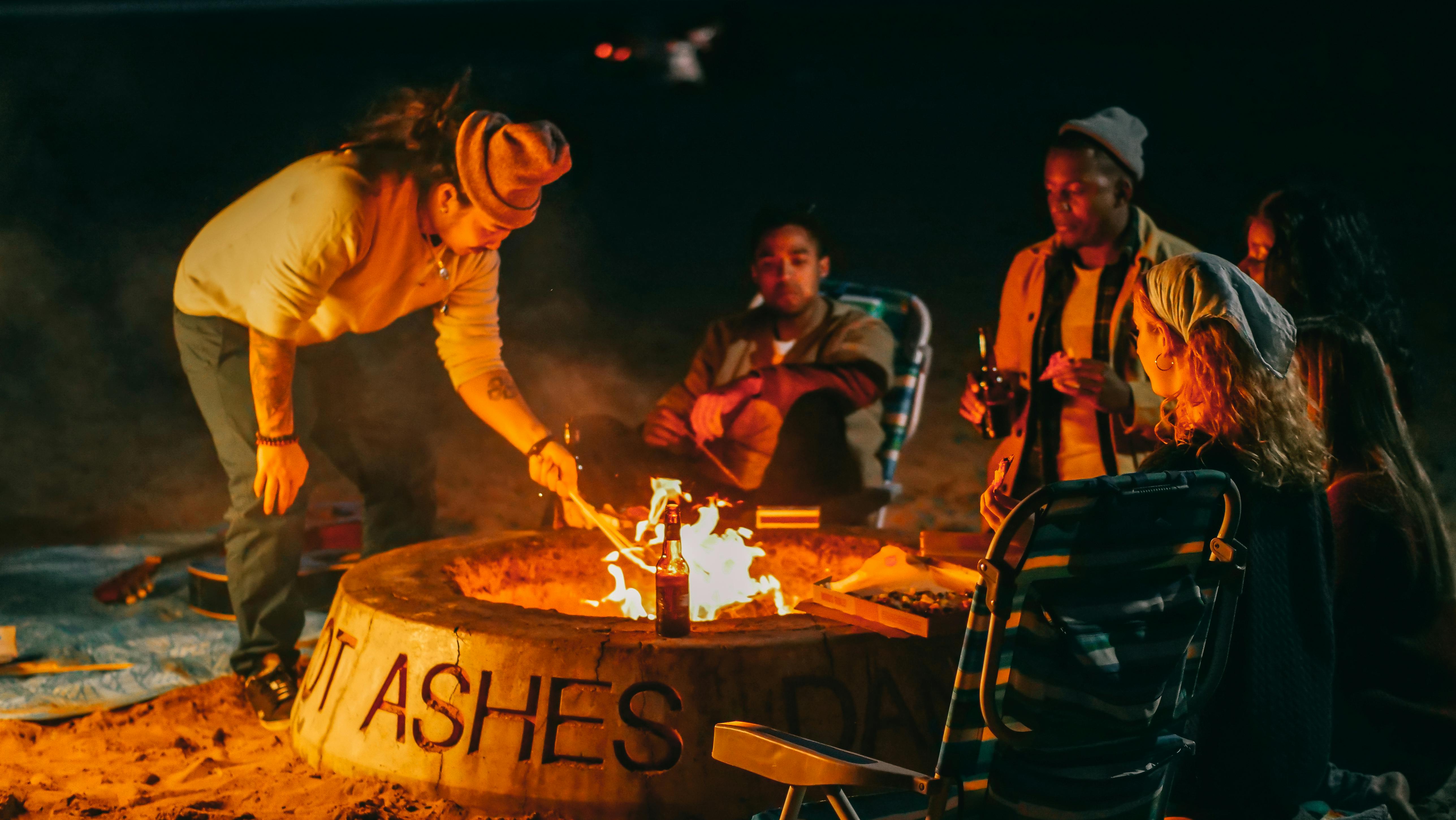 camp fire at night