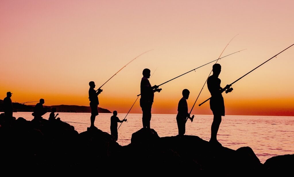 a family fishing