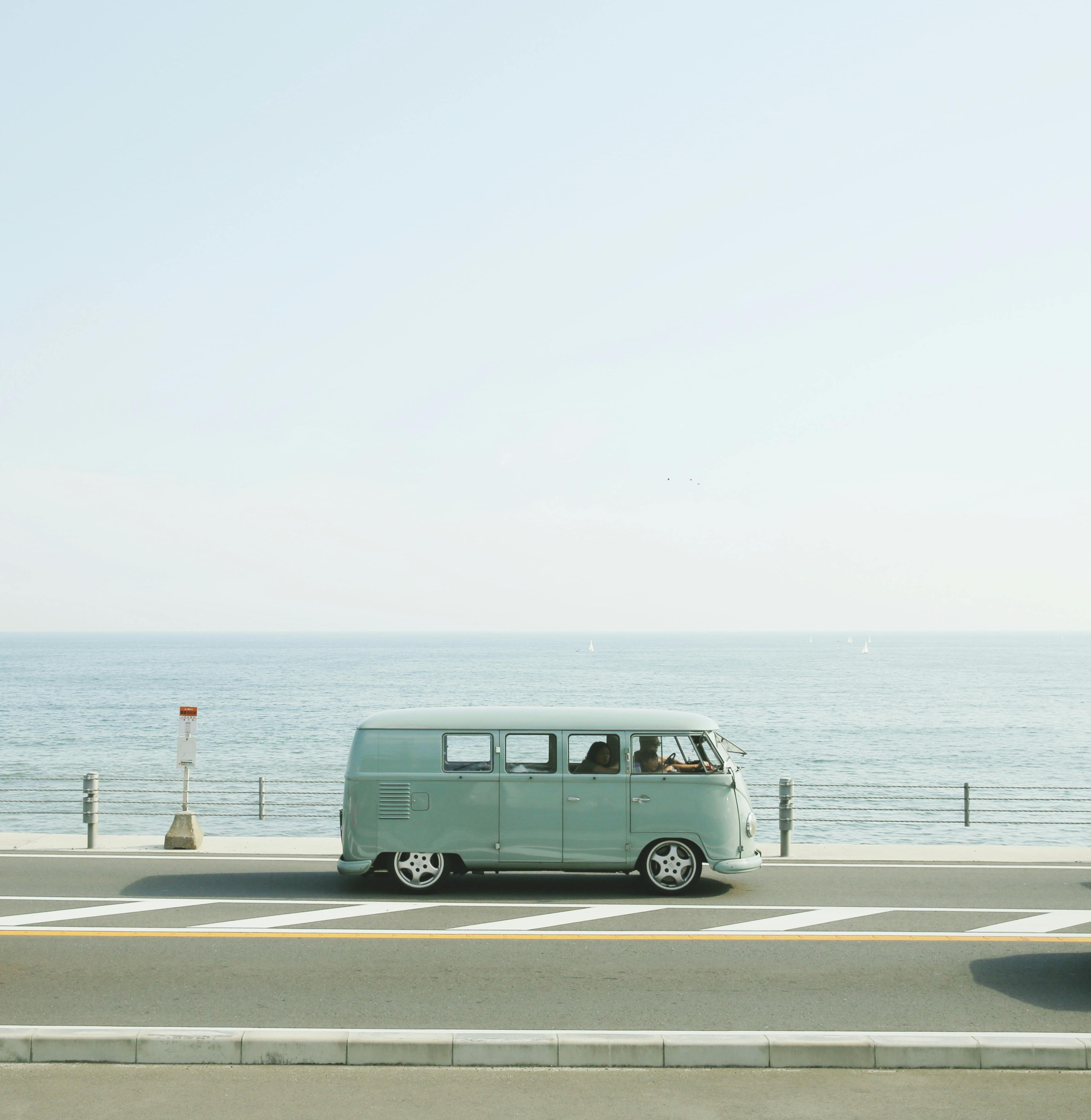 A picture of a blue van