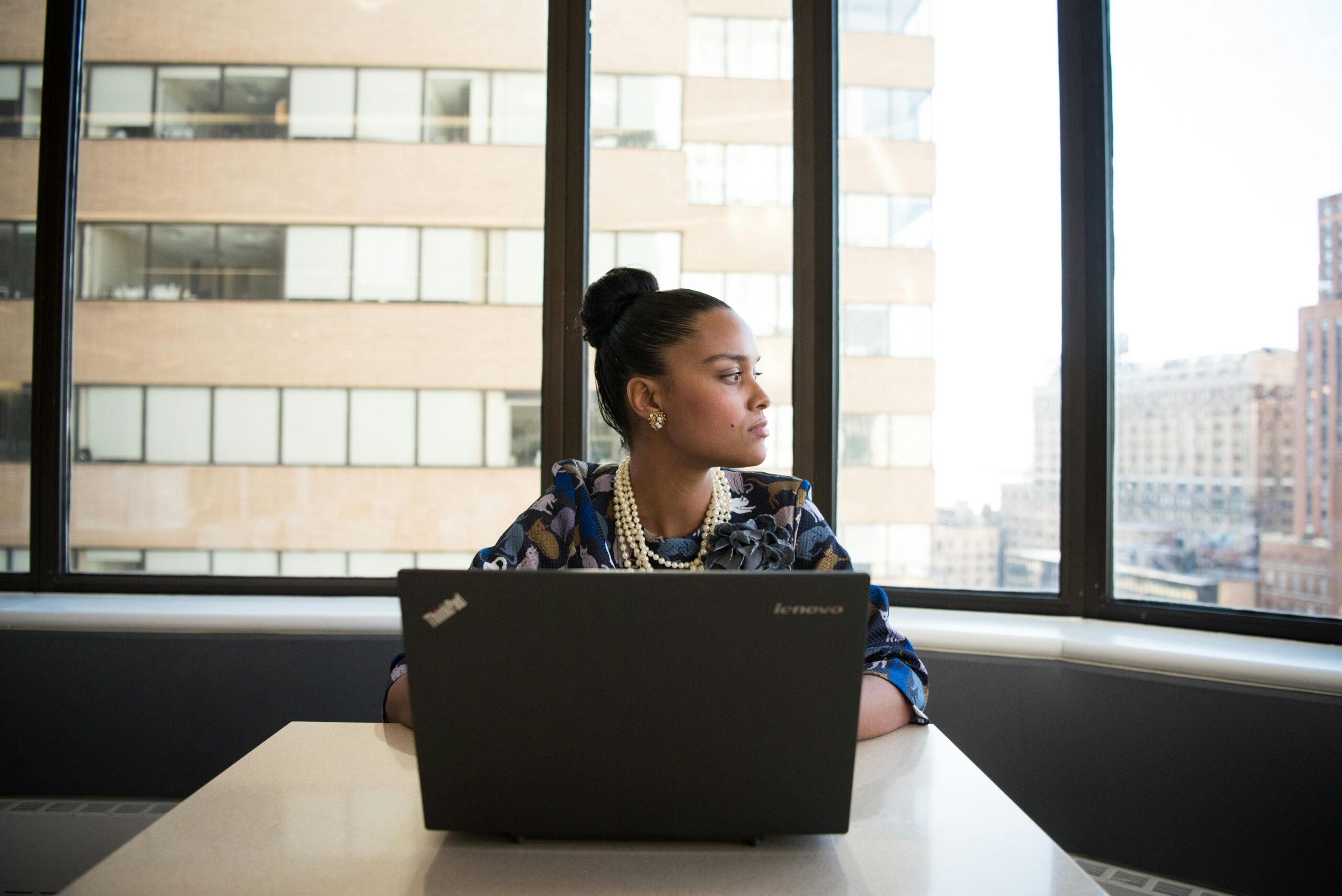 woman working on her computer