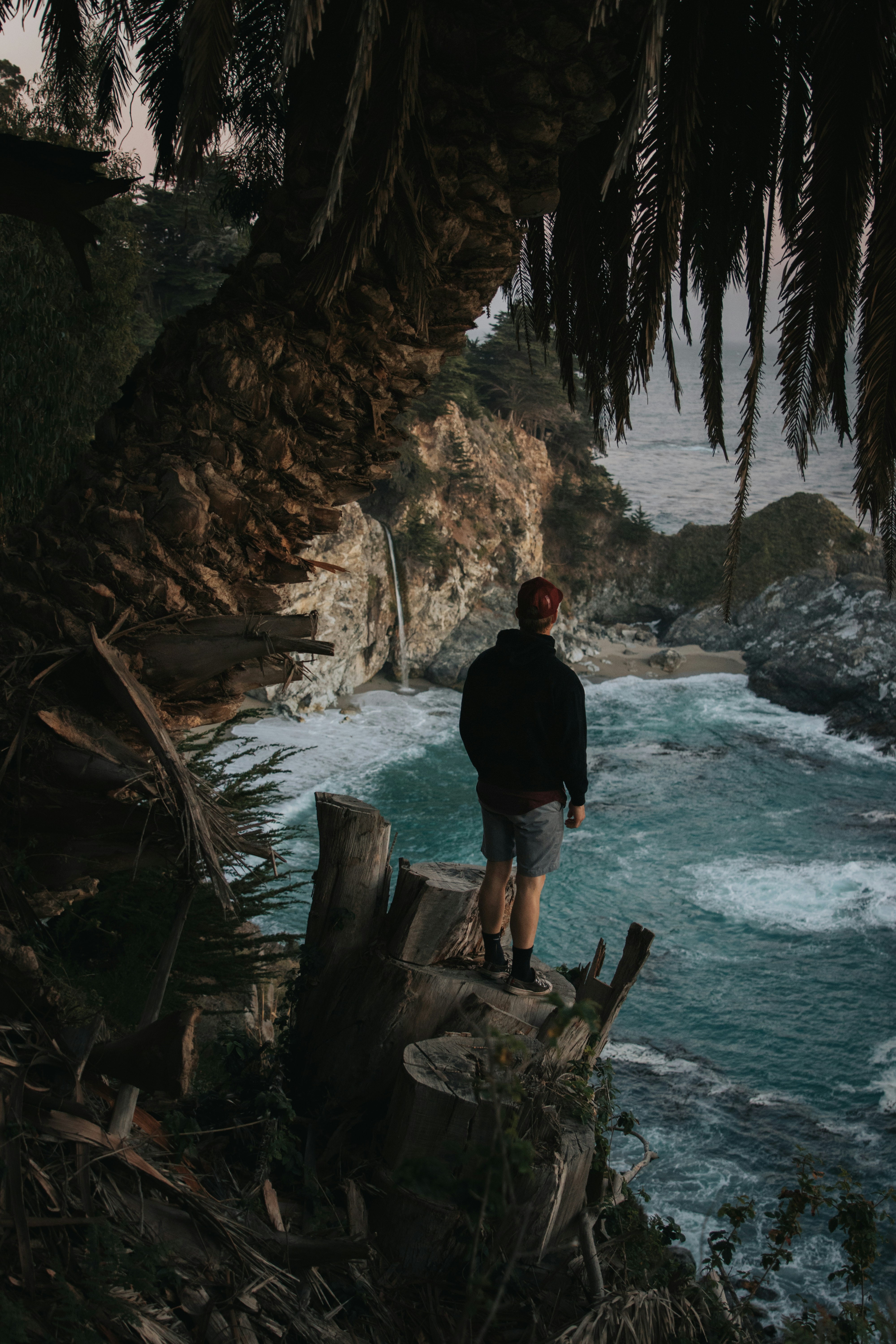 man hiking at McWay Falls