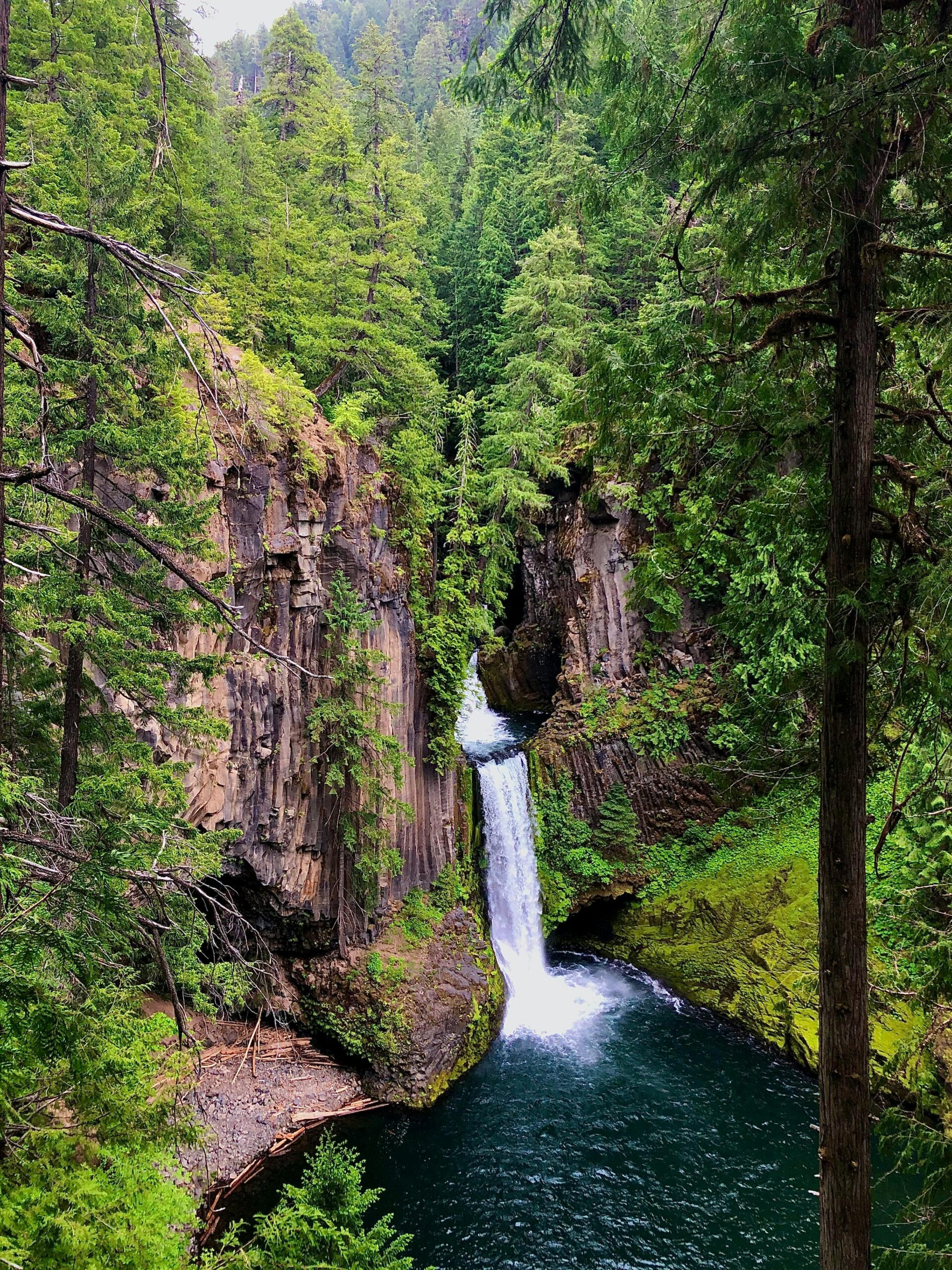 Toketee Falls and the rocky terrain