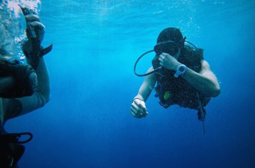 a man snorkeling