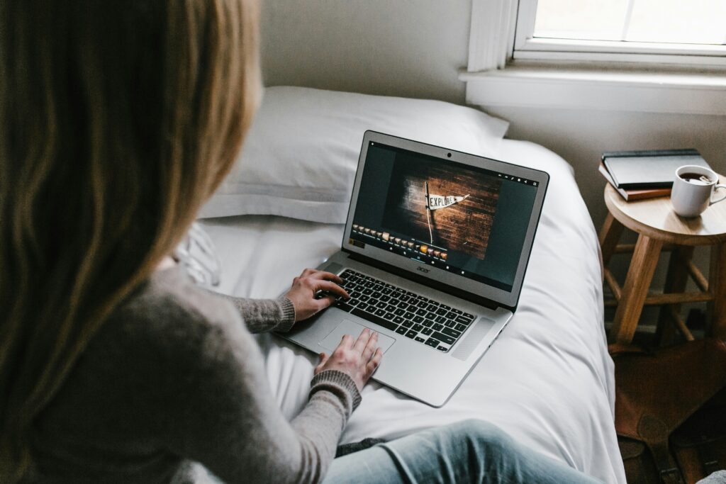 a student sitting on the bed