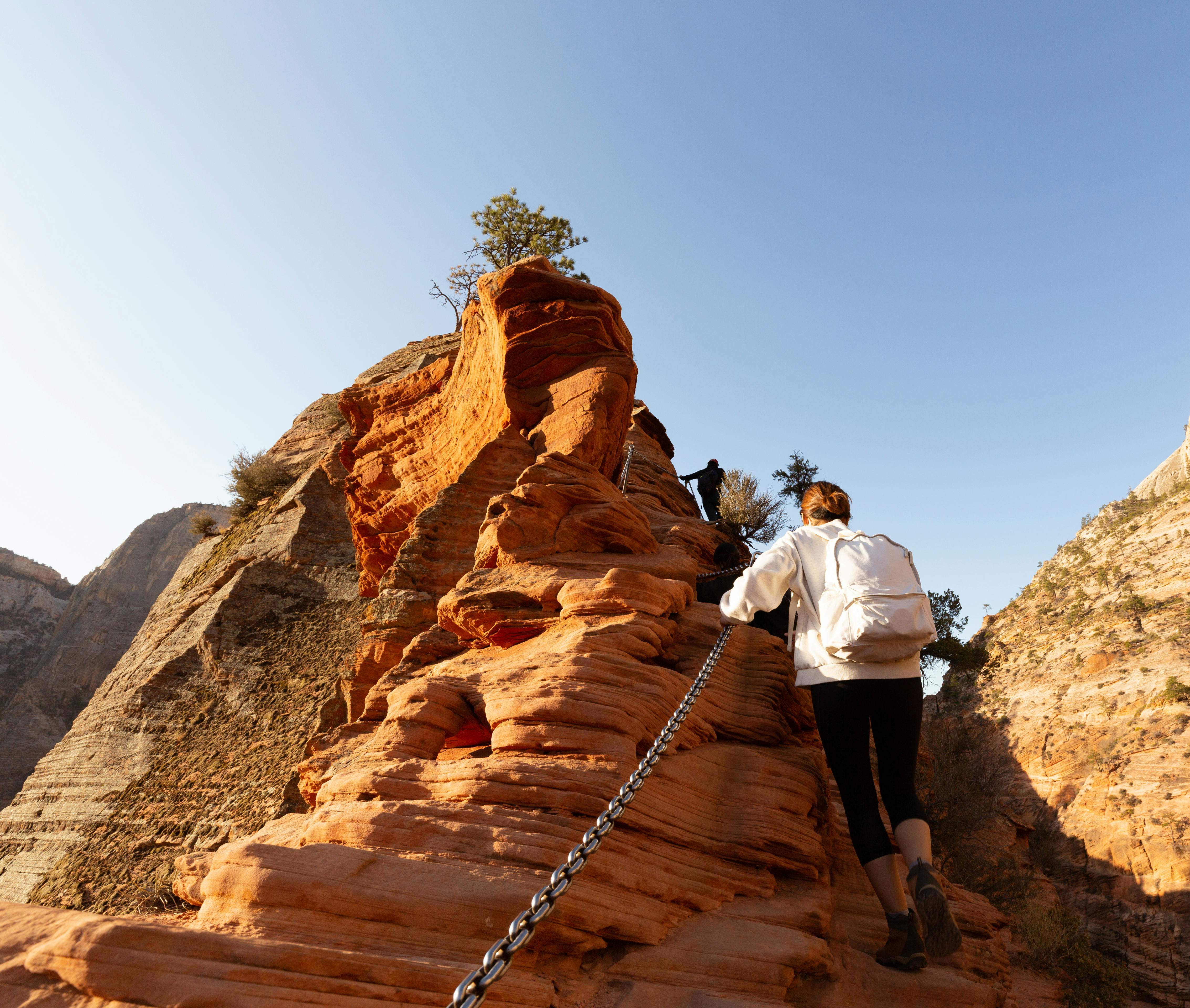 man hiking at Angels Landing