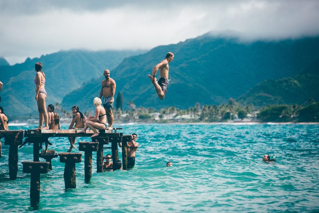 swimming on holiday